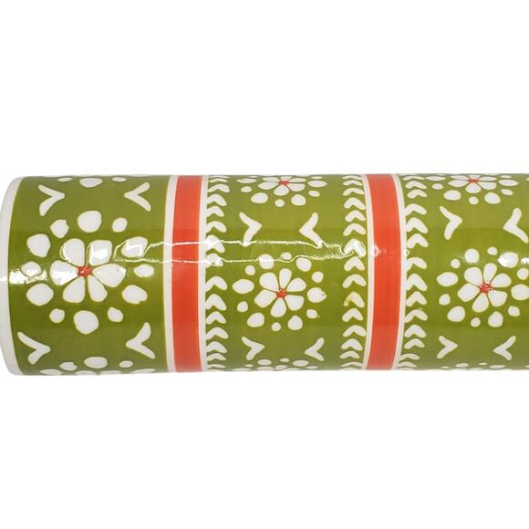 Anthropologie Ceramic Floral Folk Art Kitchen Rolling Pin Wood Handles Bloomcore - Picture 3 of 8